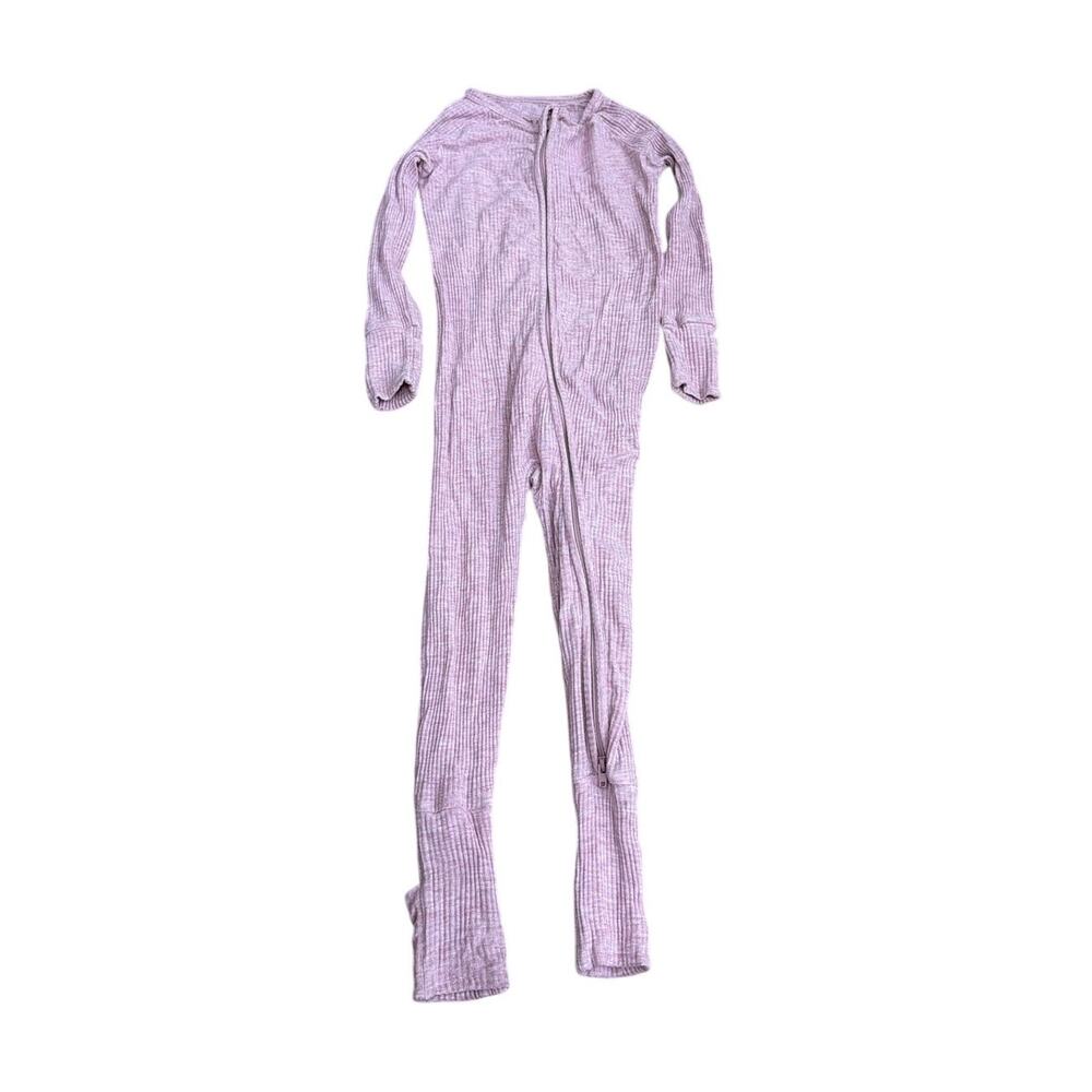 Little Sleepies Heather Mauve? Lavender Ribbed Crescent Zippy Size 12-18 months